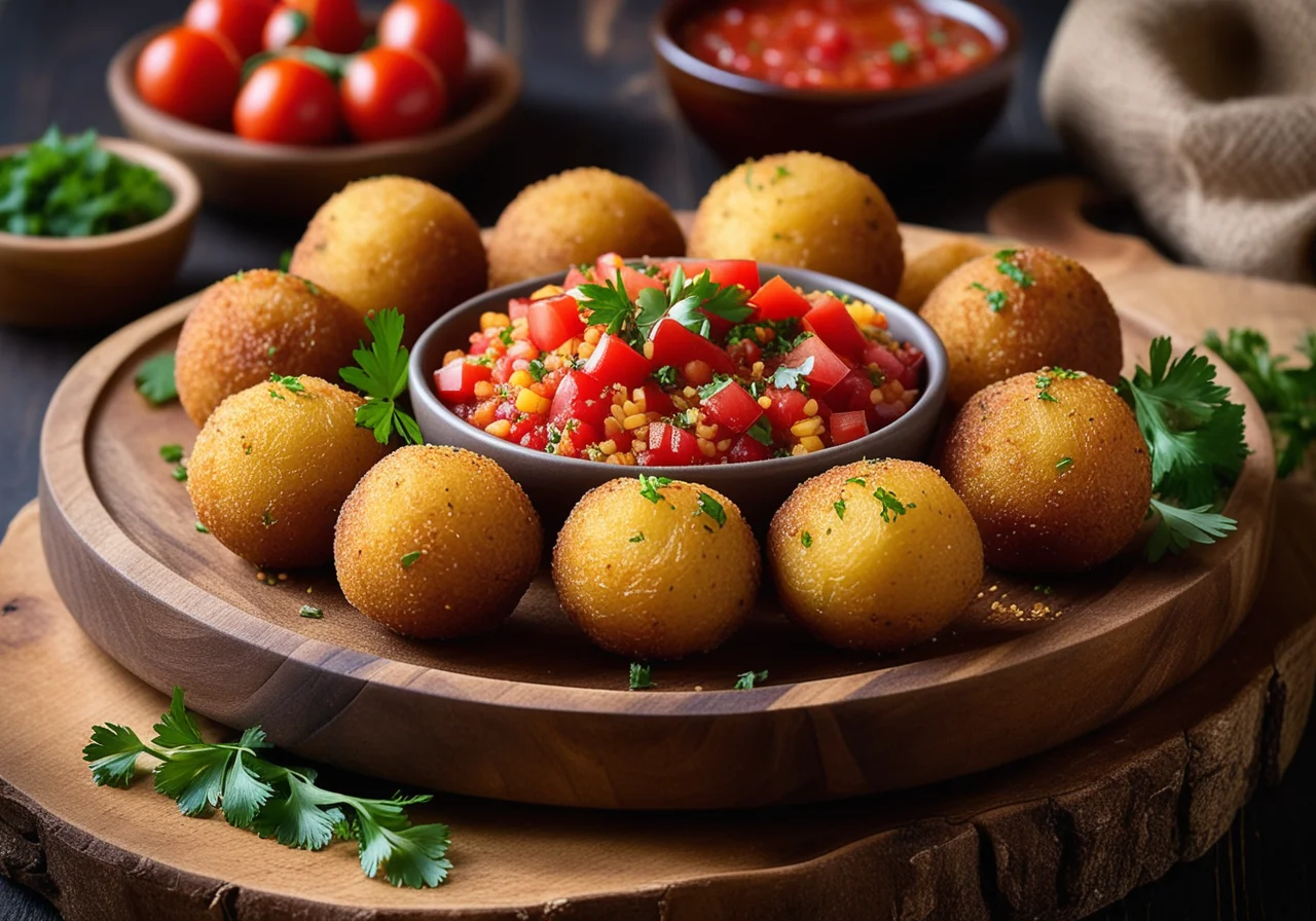Potato-Bulgur Balls in Arabic Style with Tomato Salad