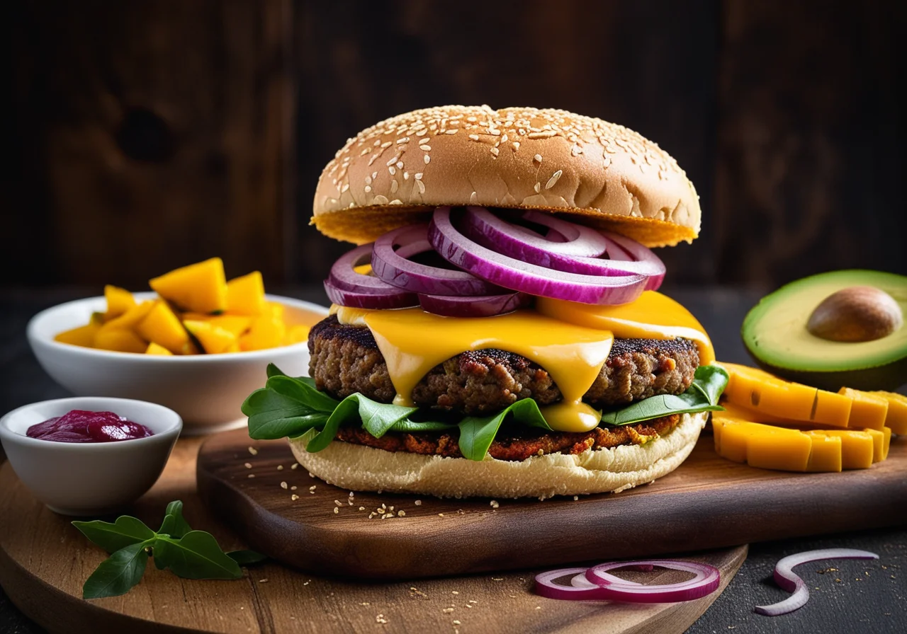 Carrot Sesame Burger with Avocado