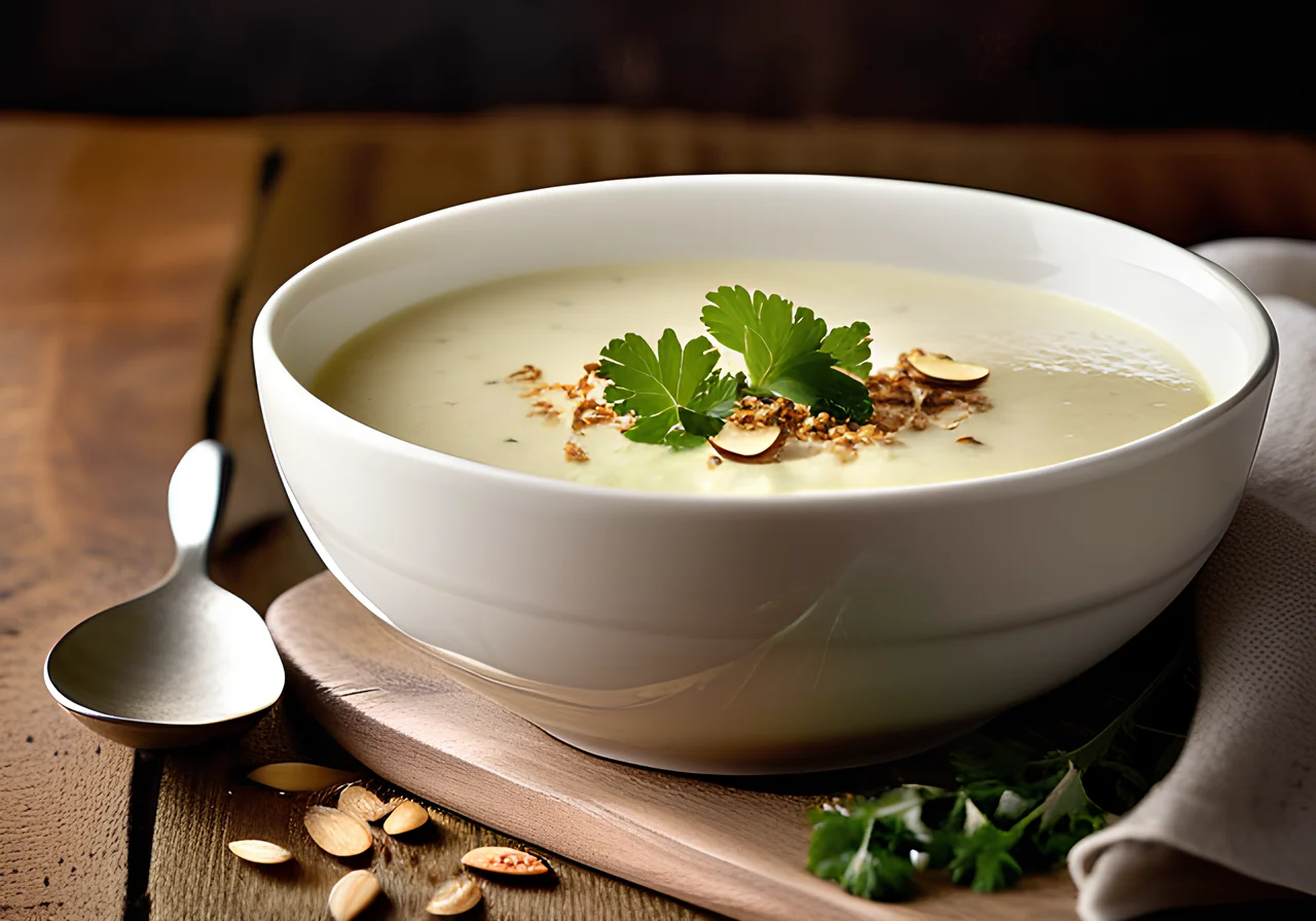 Cauliflower Soup with Parmesan and Almonds