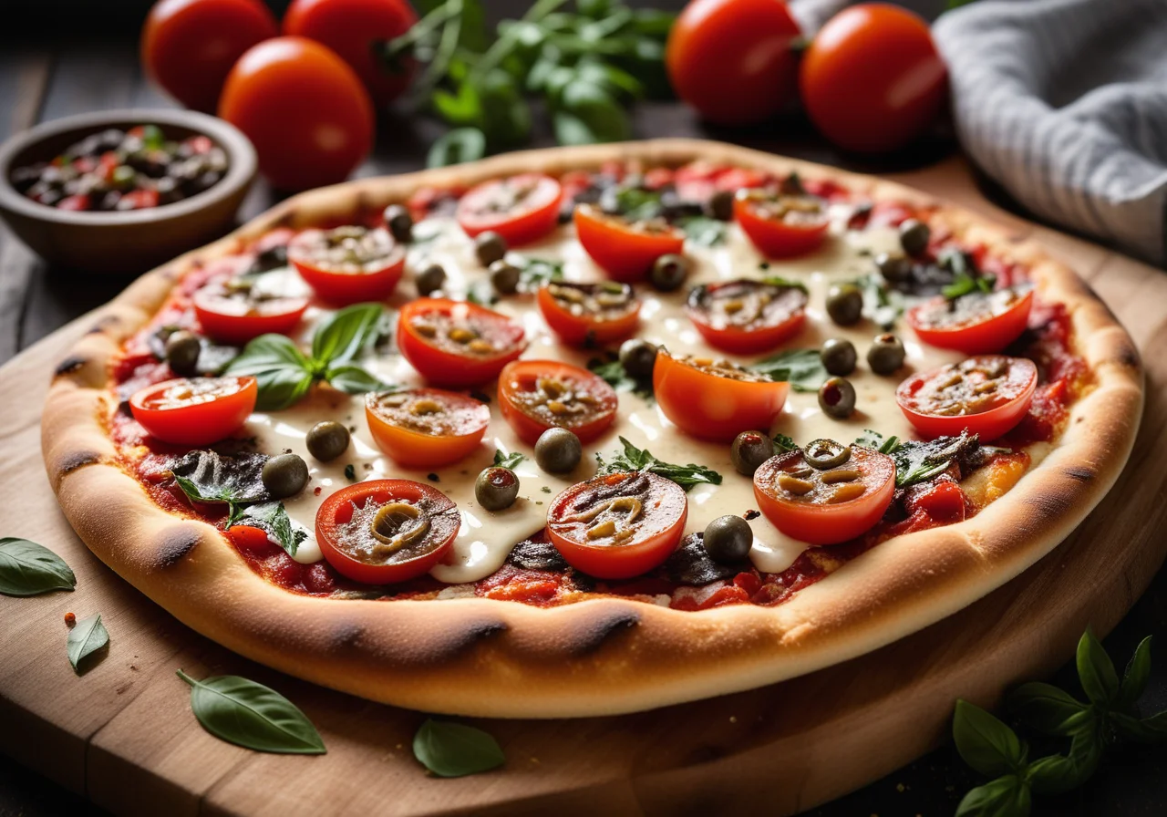 Oven-Baked Pizza with Sardines and Tomatoes