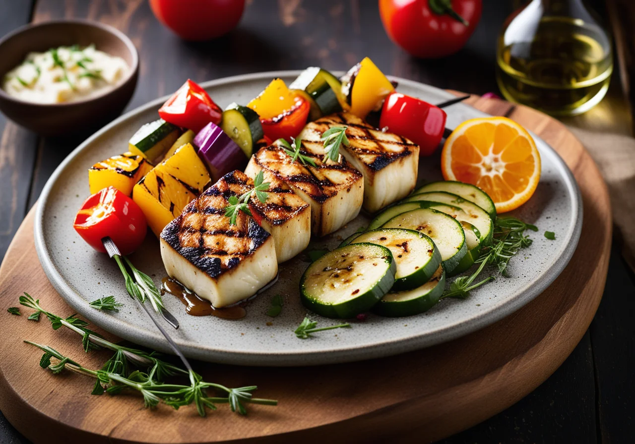 Grilled Cod and Vegetable Skewers