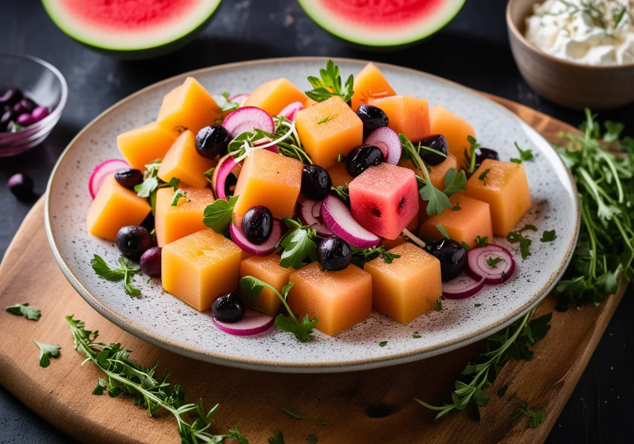 Spicy Melon Salad with Goat Cheese