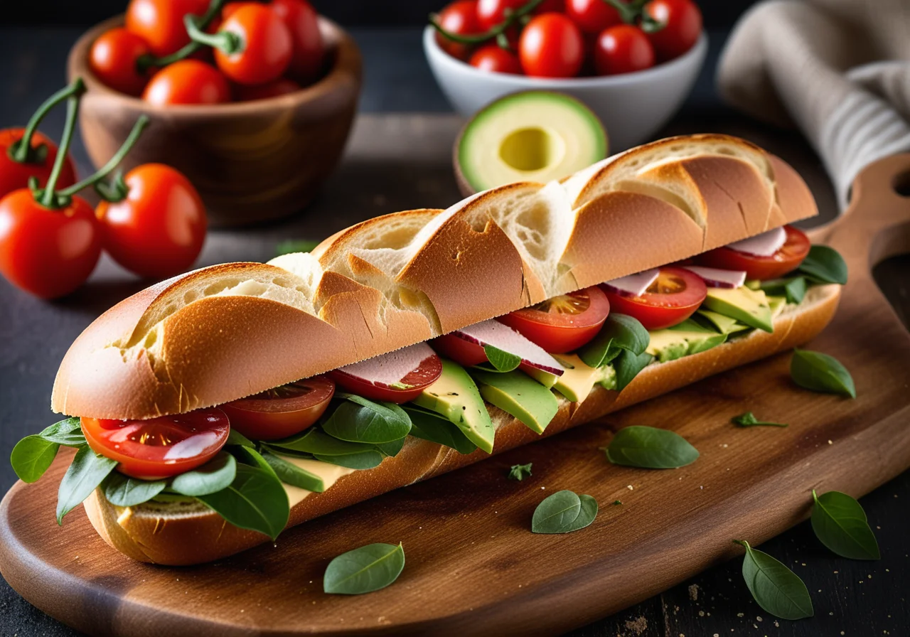 Baguette with Smoked Turkey Breast and Avocado