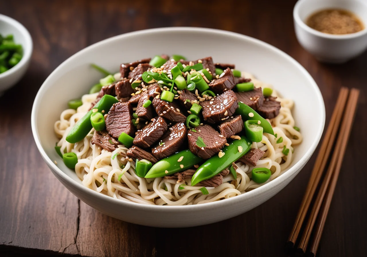 Rice Noodles with Beef and Broccoli