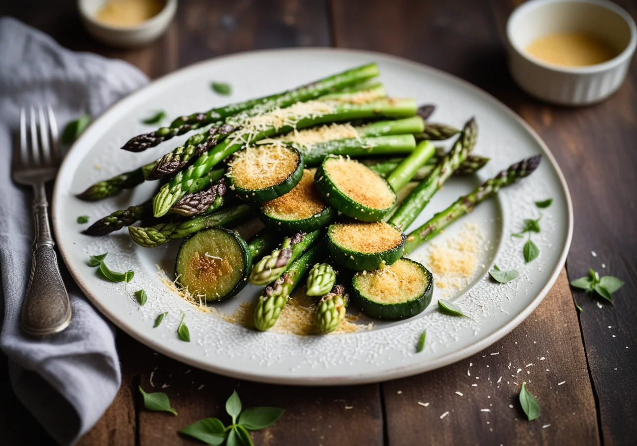 Fried Zucchini with Asparagus