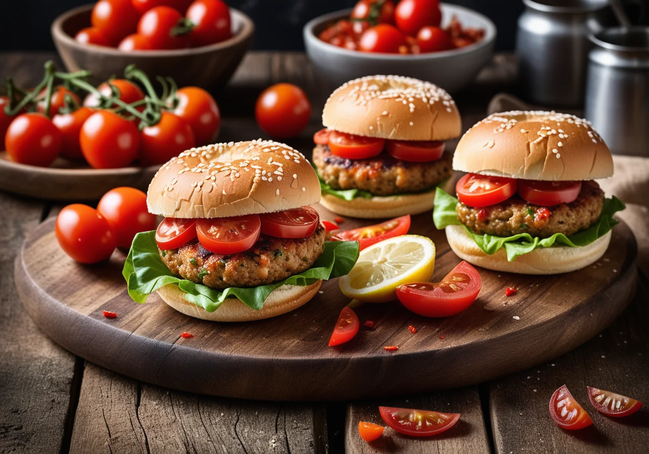 Small Shrimp Burgers with Tomato