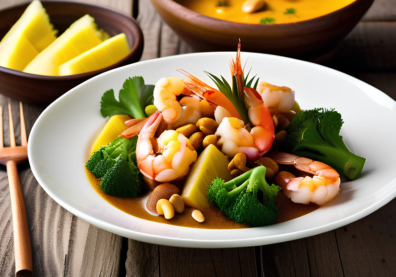 Shrimp Curry with Broccoli and Cashew Nuts