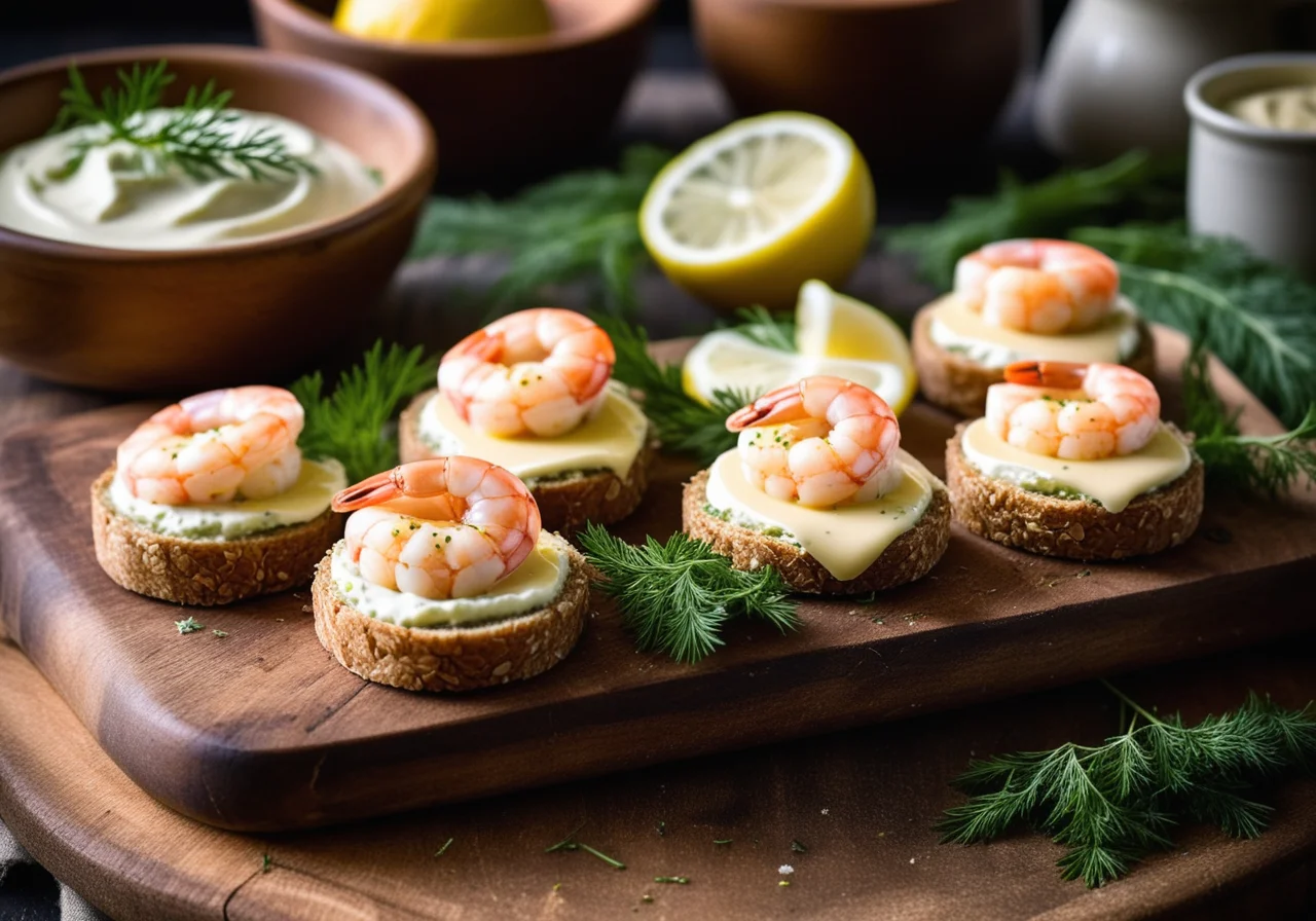 Nettle Roll with Cream Cheese and Shrimp