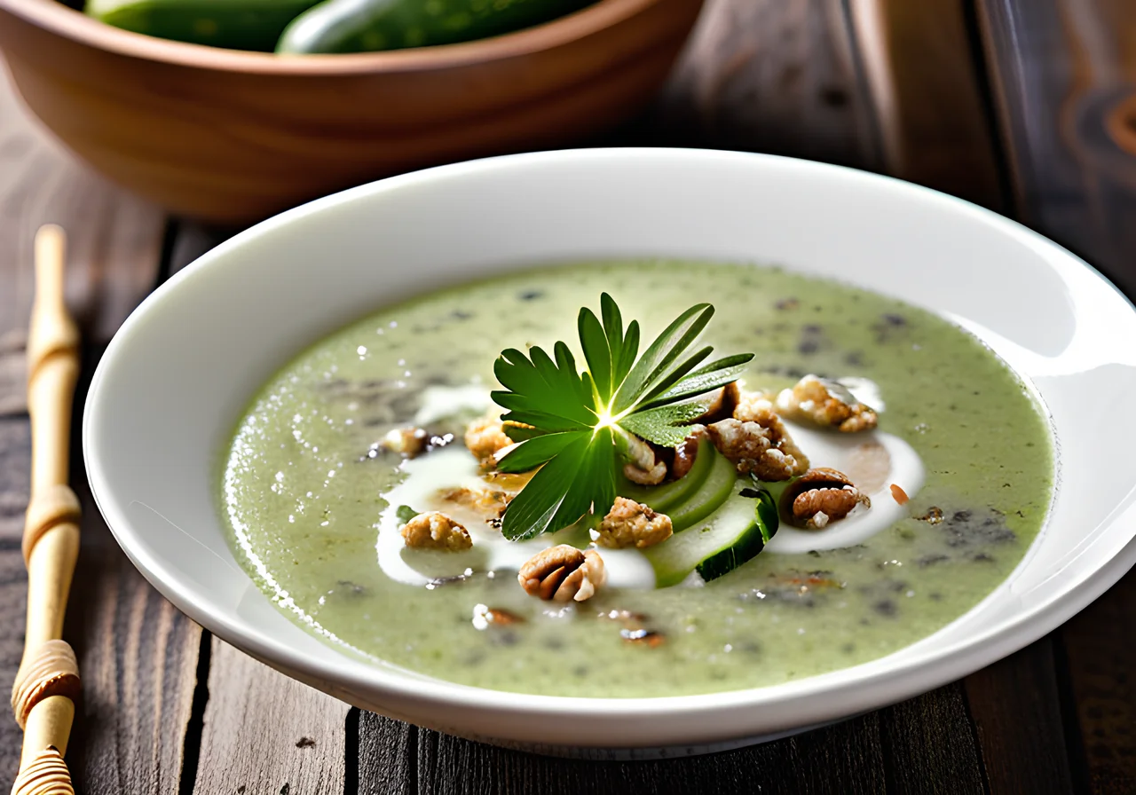 Cold Cucumber Soup with Walnuts