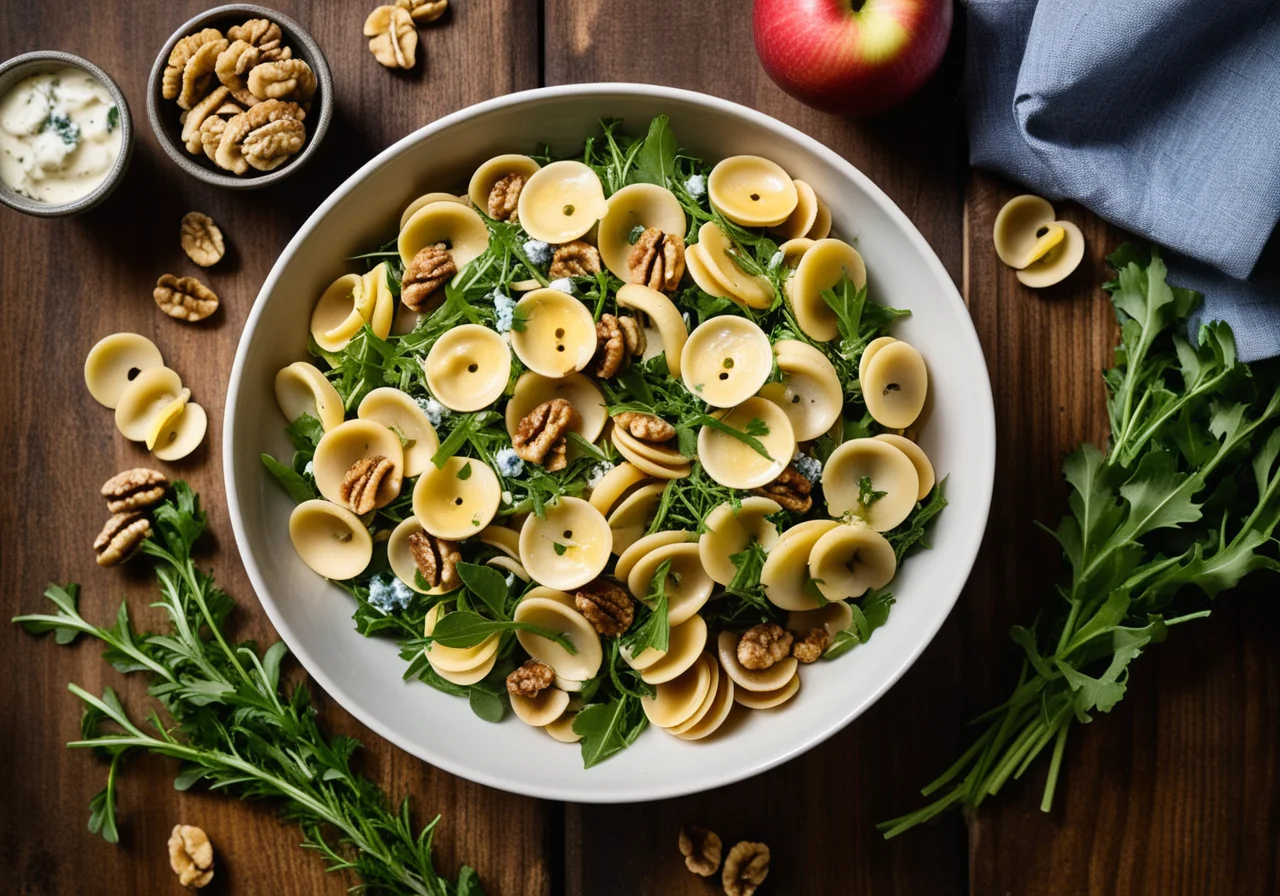 Pasta Salad with Blue Cheese, Arugula and Walnuts