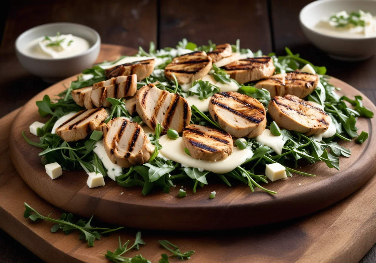 Chicken on Arugula with Mozzarella