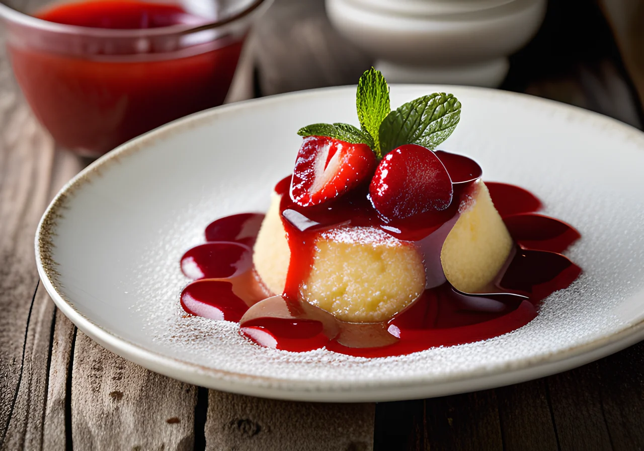 Semolina Dessert with Strawberries and Rhubarb
