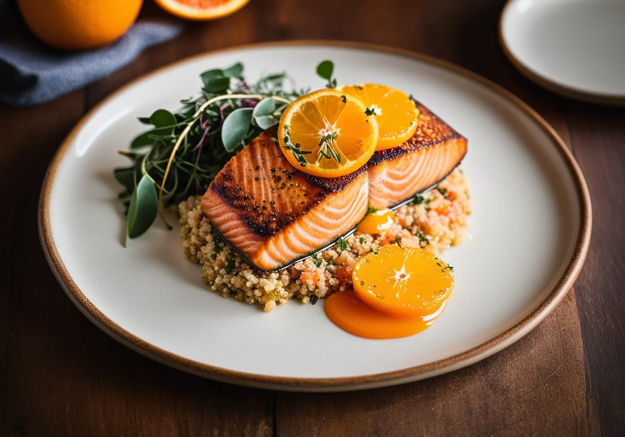 Salmon Cutlet in Marinade with Quinoa and Orange