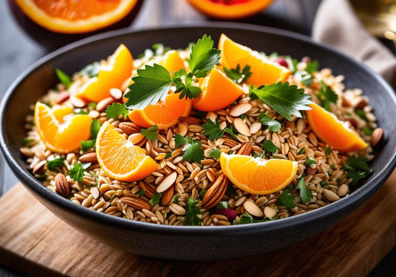 Barley Mandarin Salad with Almonds