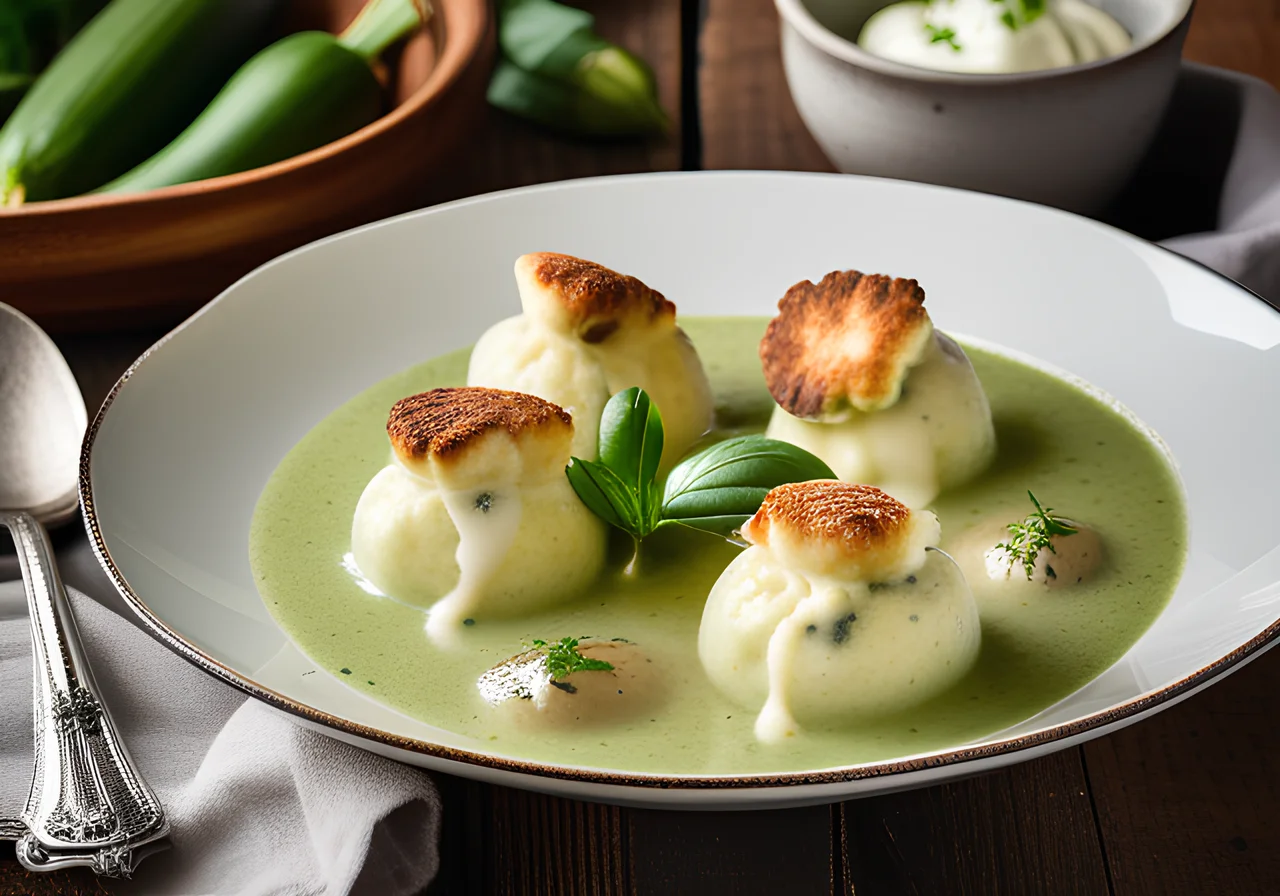 Zucchini Soup with Quark Dumplings
