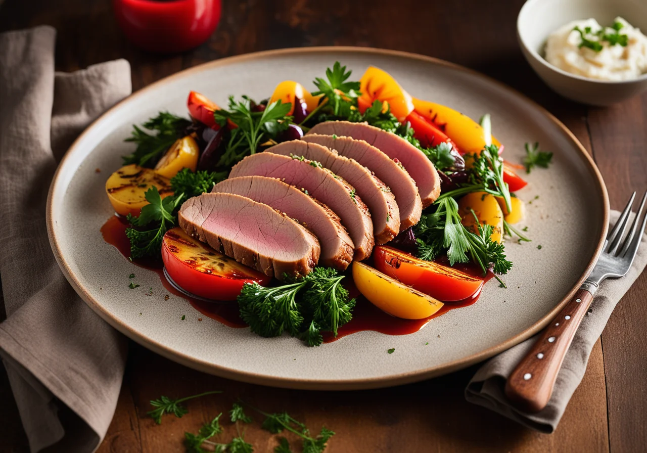 Perlhuhn breast with sweet‑sour vegetables