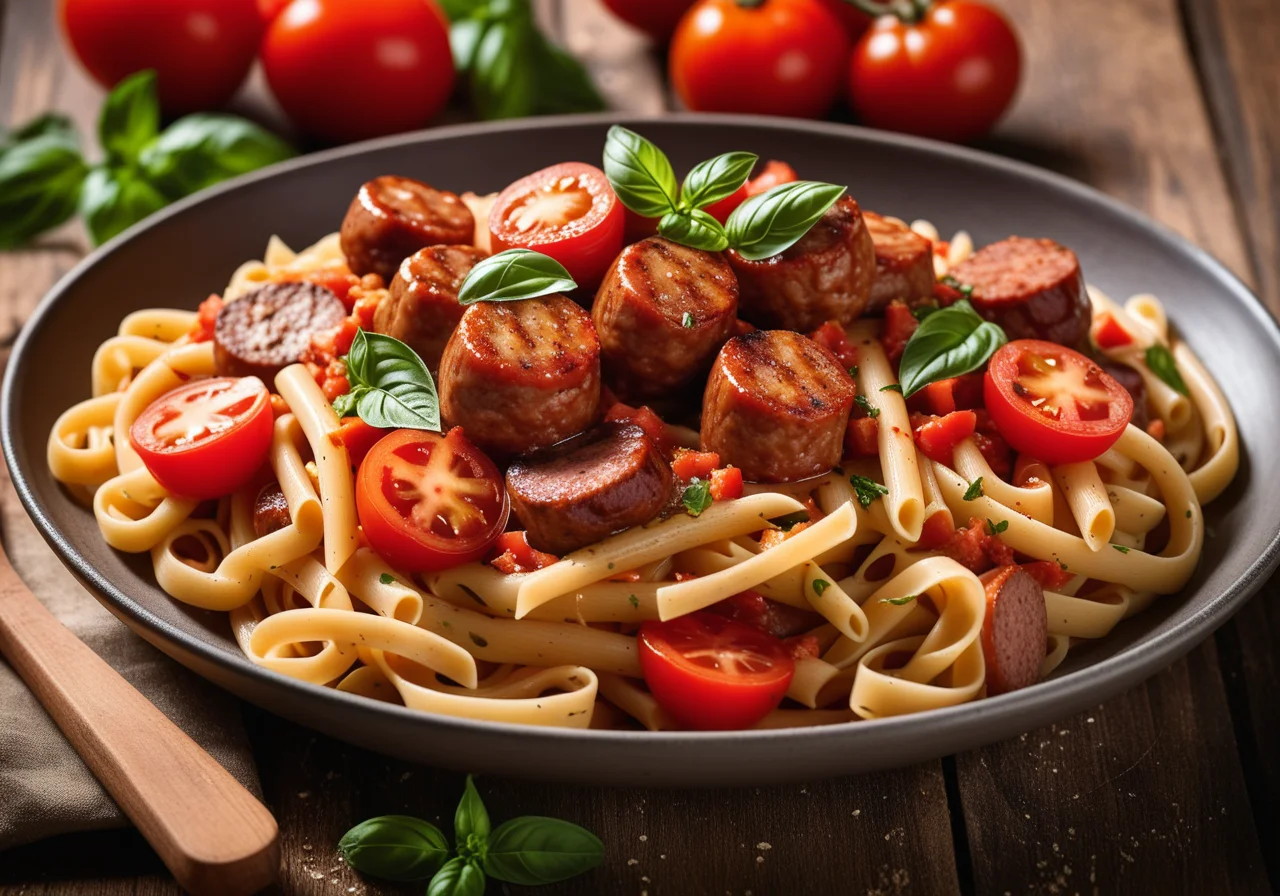 Pasta with Bratwurst and Tomatoes