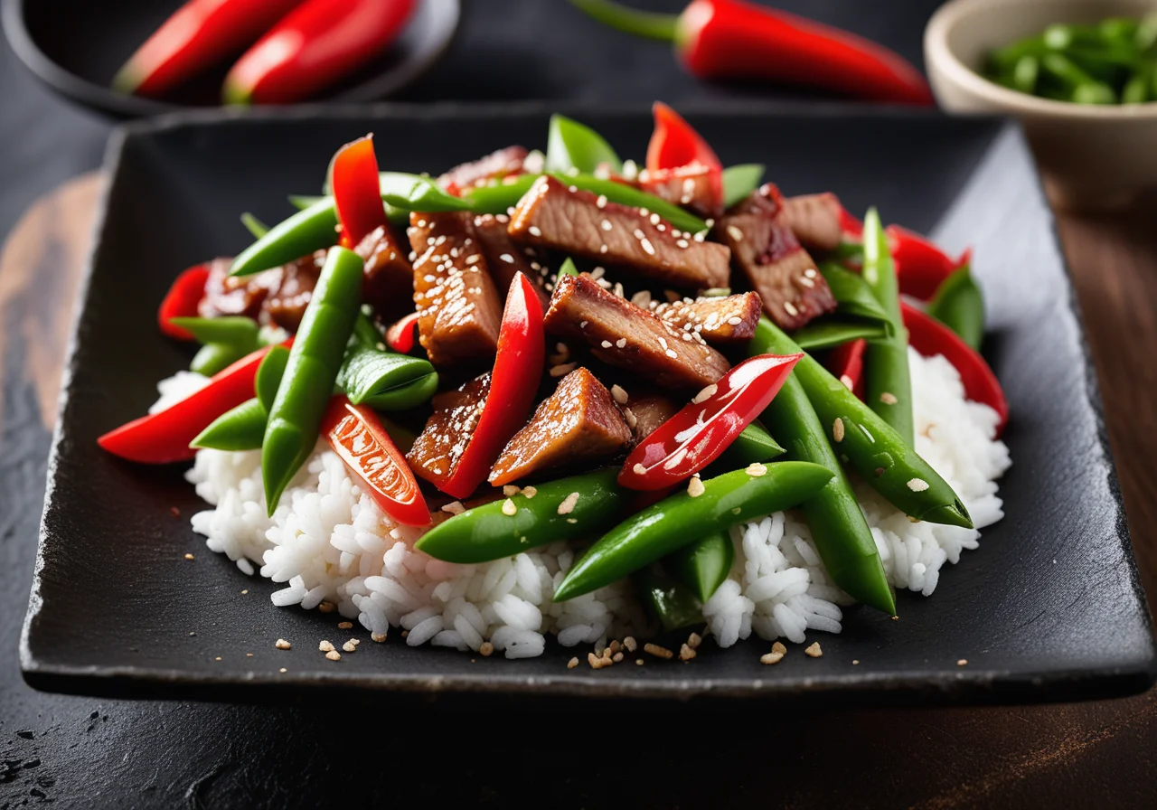 Stir‑Fried Pork with Bamboo Shoots and Snow Peas