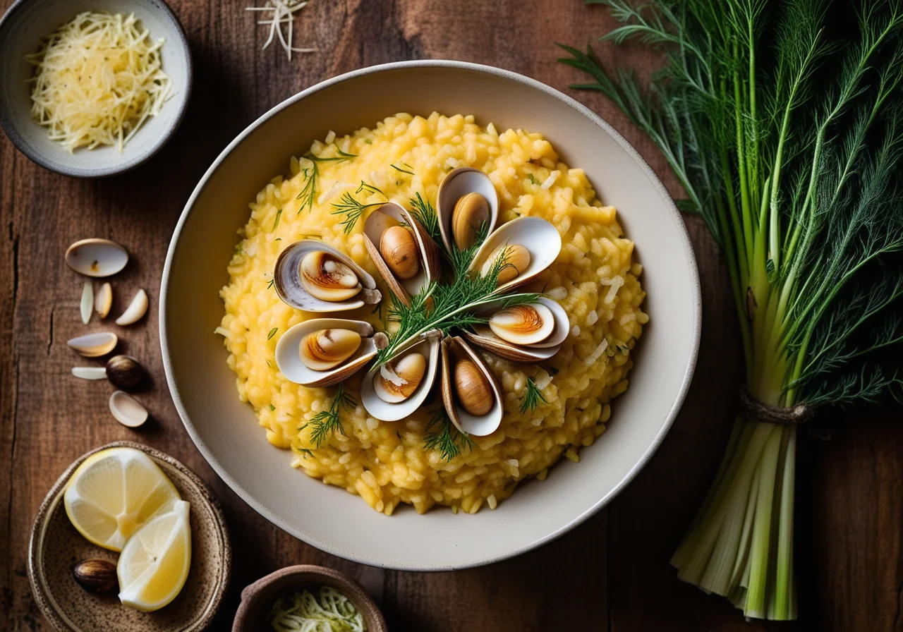 Saffron Risotto with Venus Clams in Wine