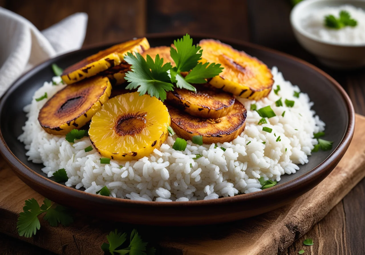 Rice with Fried Plantain
