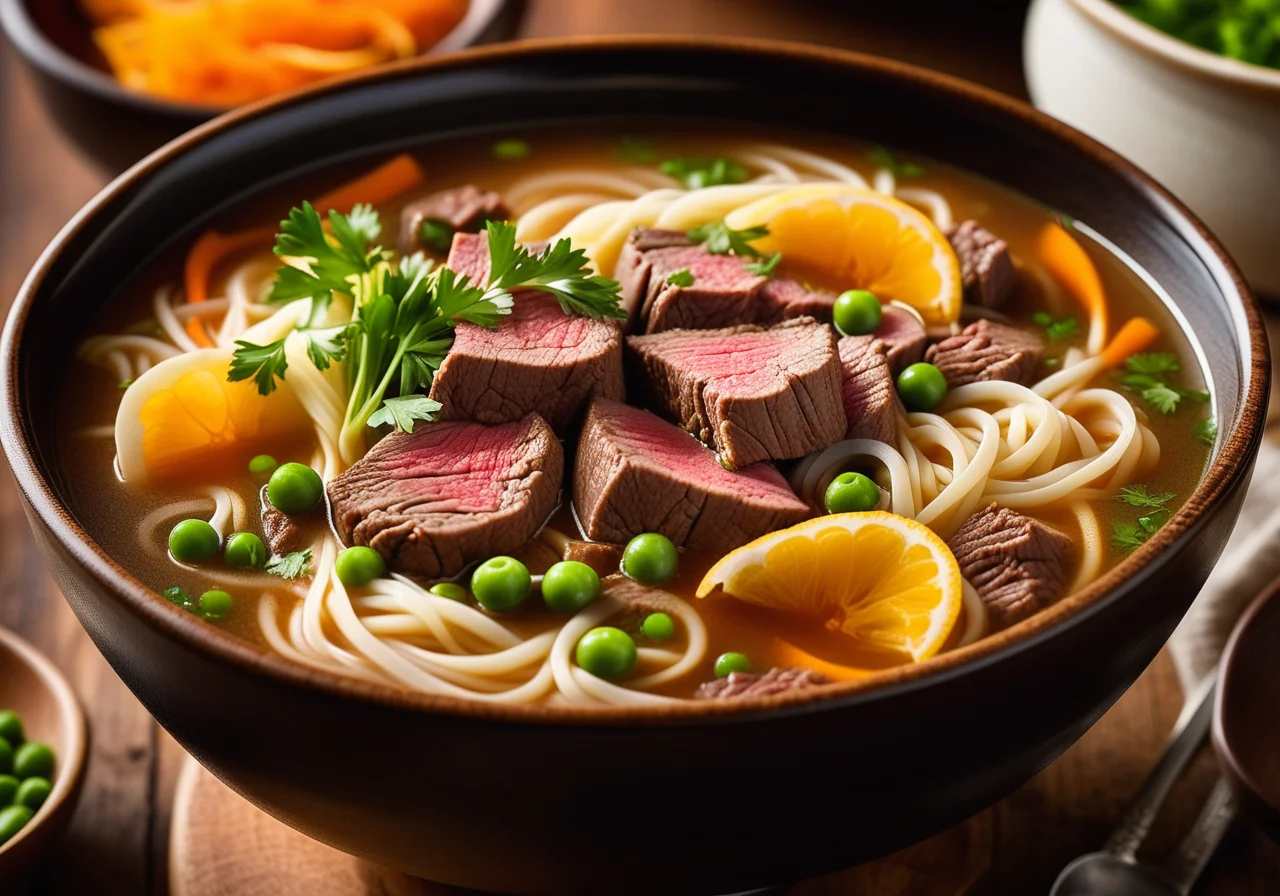Beef soup with noodles