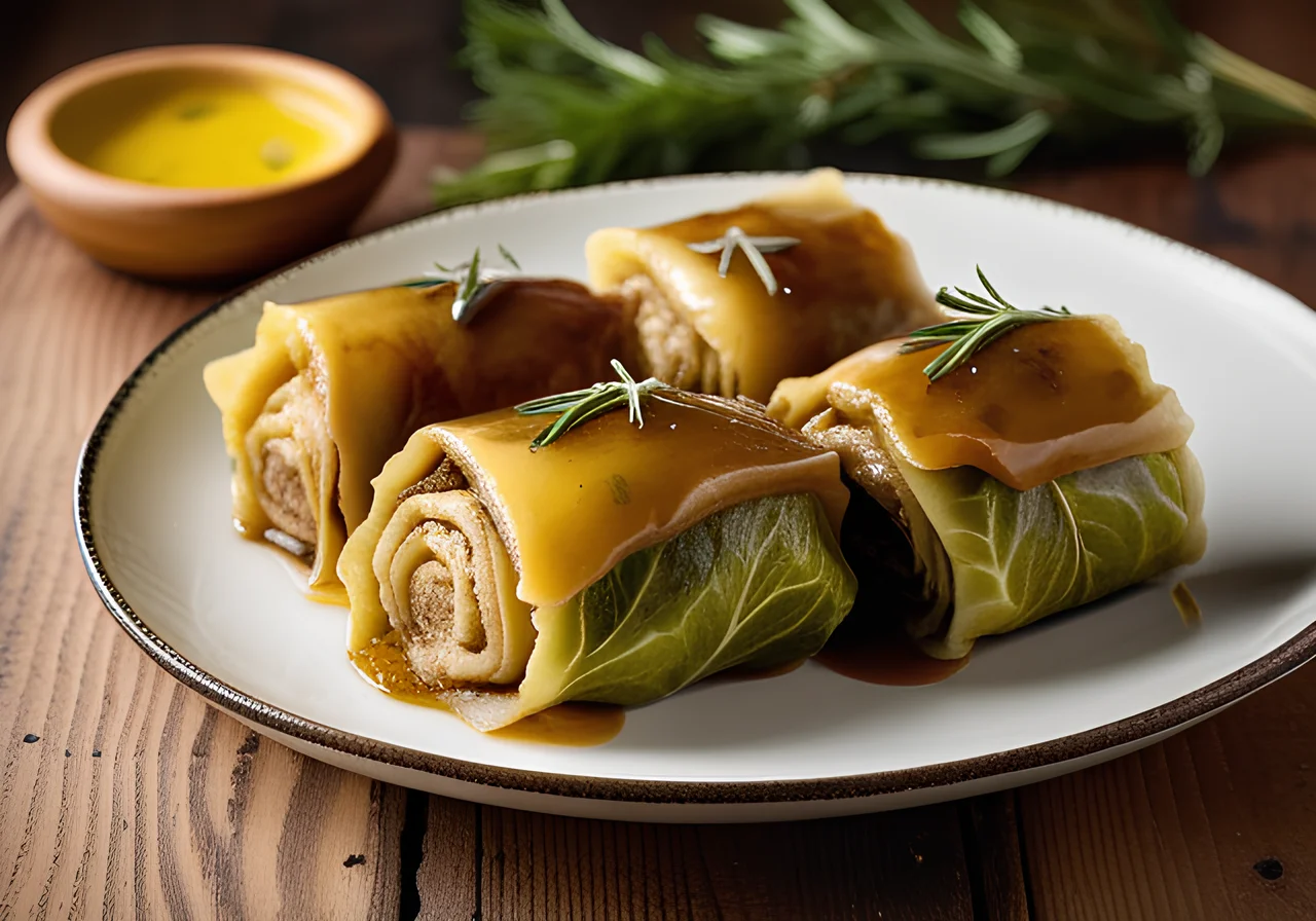Cabbage Rolls in Franconian Style with Blood Sausage Filling