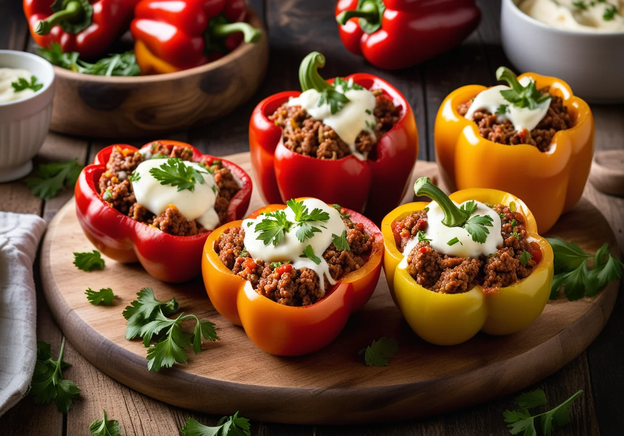Stuffed Bell Peppers with Mozzarella