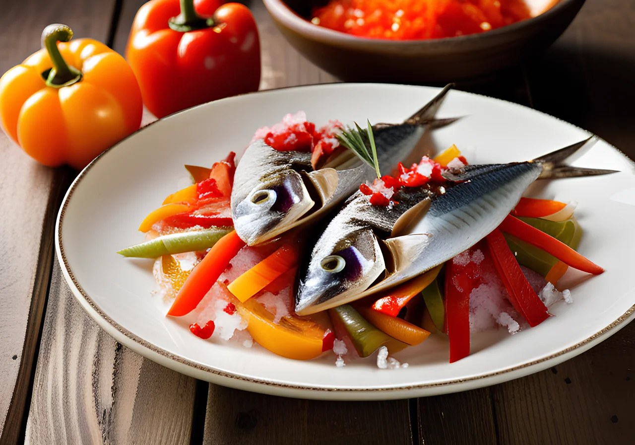 Stewed Mackerel with Bell Pepper