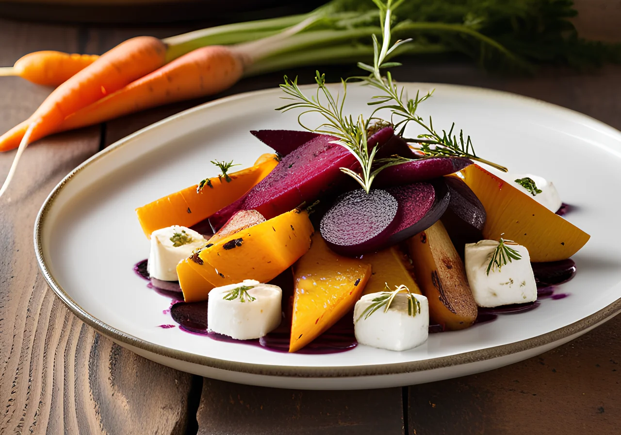 Roasted Root Vegetables with Goat Cheese