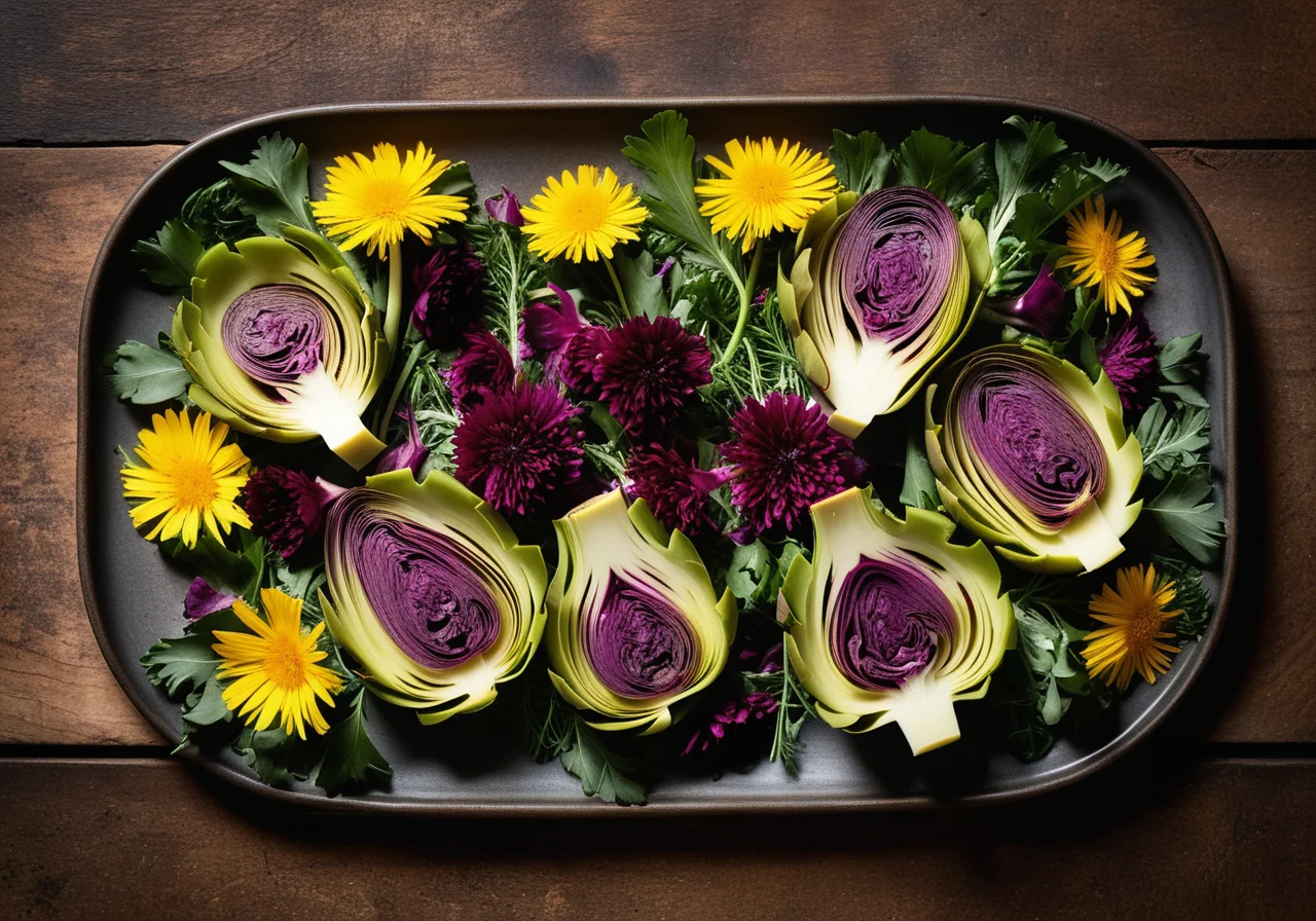 Marinated Artichokes on Leafy Salad