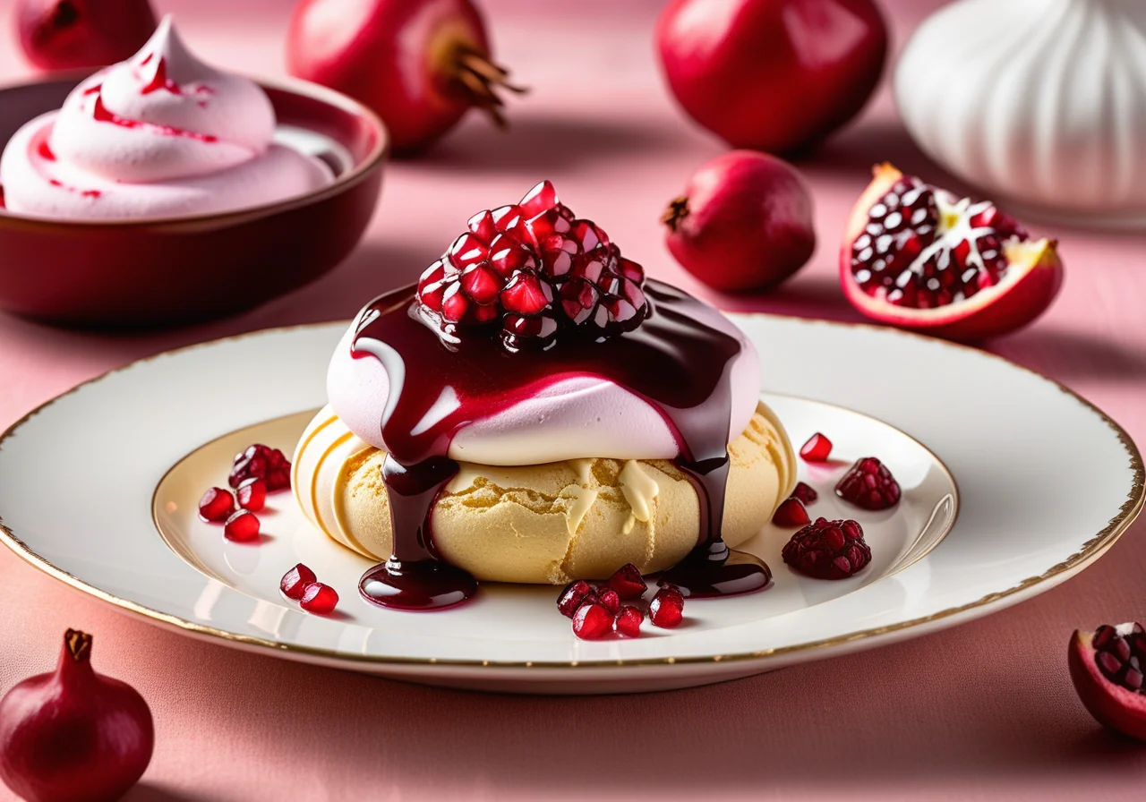 Meringue with Pomegranate Sauce