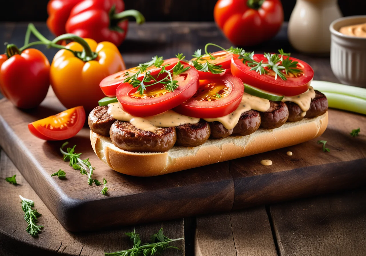 Gratinated Bratwurst Sandwiches