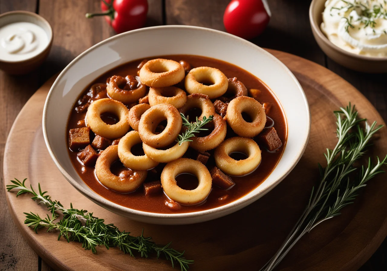 Goulash with Silver Onions and Crème Fraîche