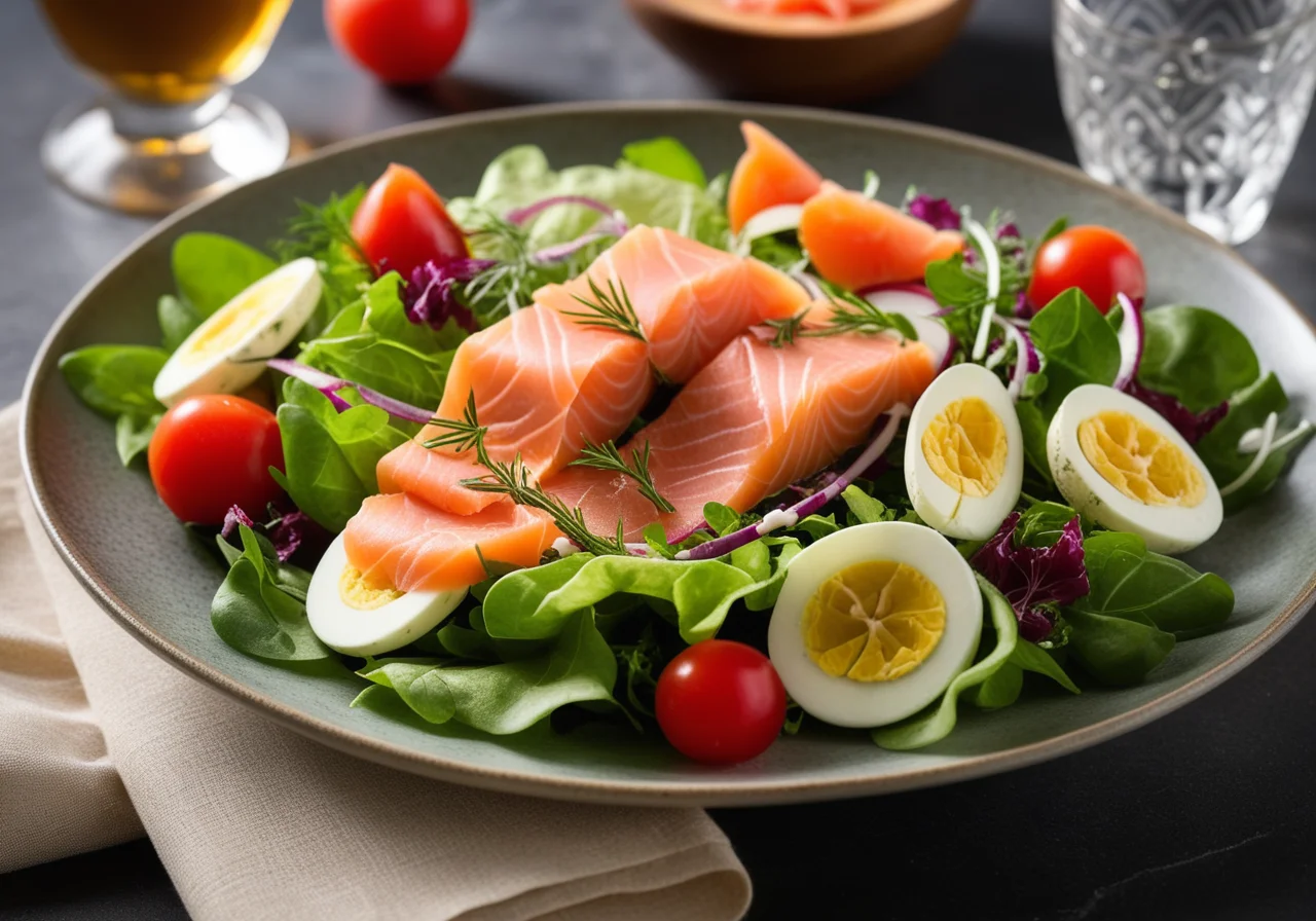 Salad with Smoked Salmon Bags