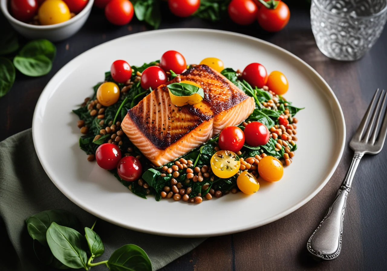 Salmon with Lentil Vegetable