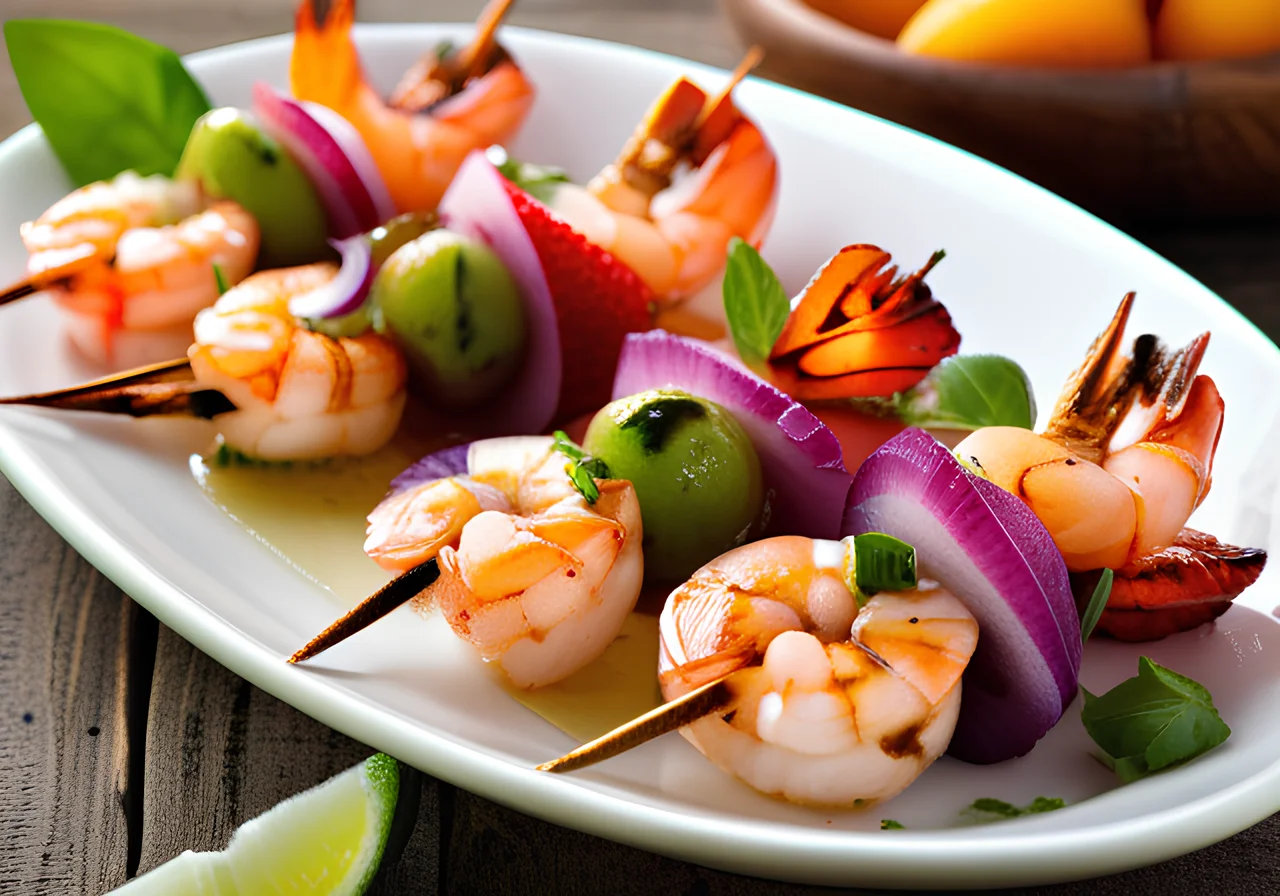 Shrimp Skewers with Melon