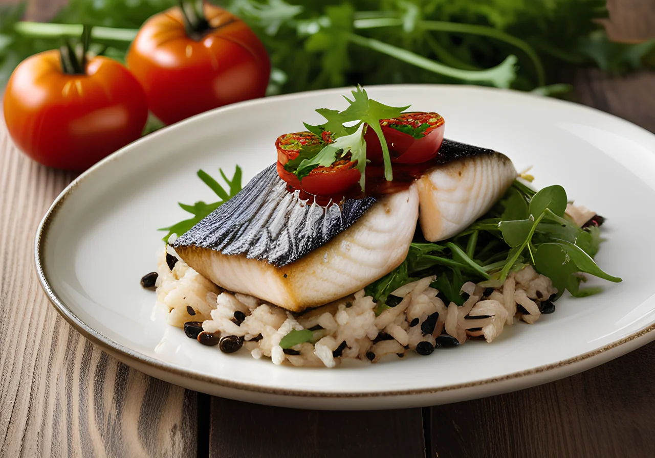 Sea Bass with Arugula Rice