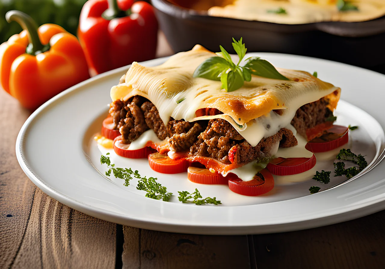Ground Beef Lasagna with Bell Pepper