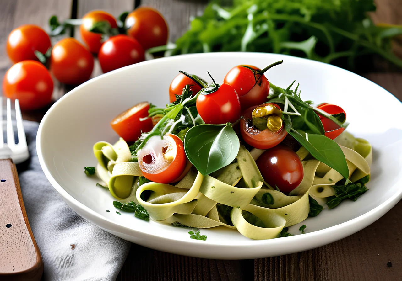 Pasta with Walnut Pesto and Avocado