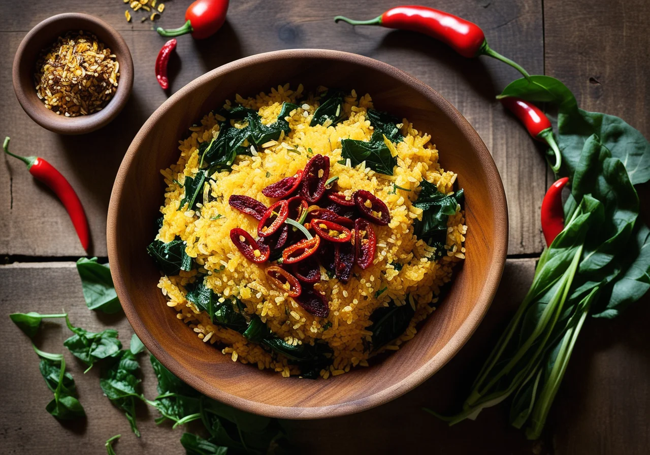 Turmeric Bulgur with Swiss Chard