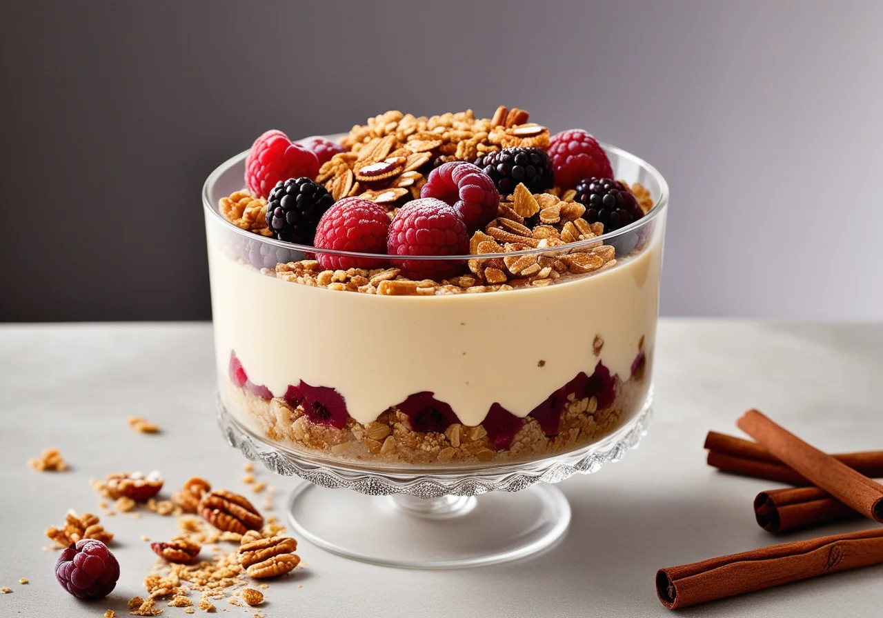 Cinnamon Parfait with Crunchy Bits and Fruits