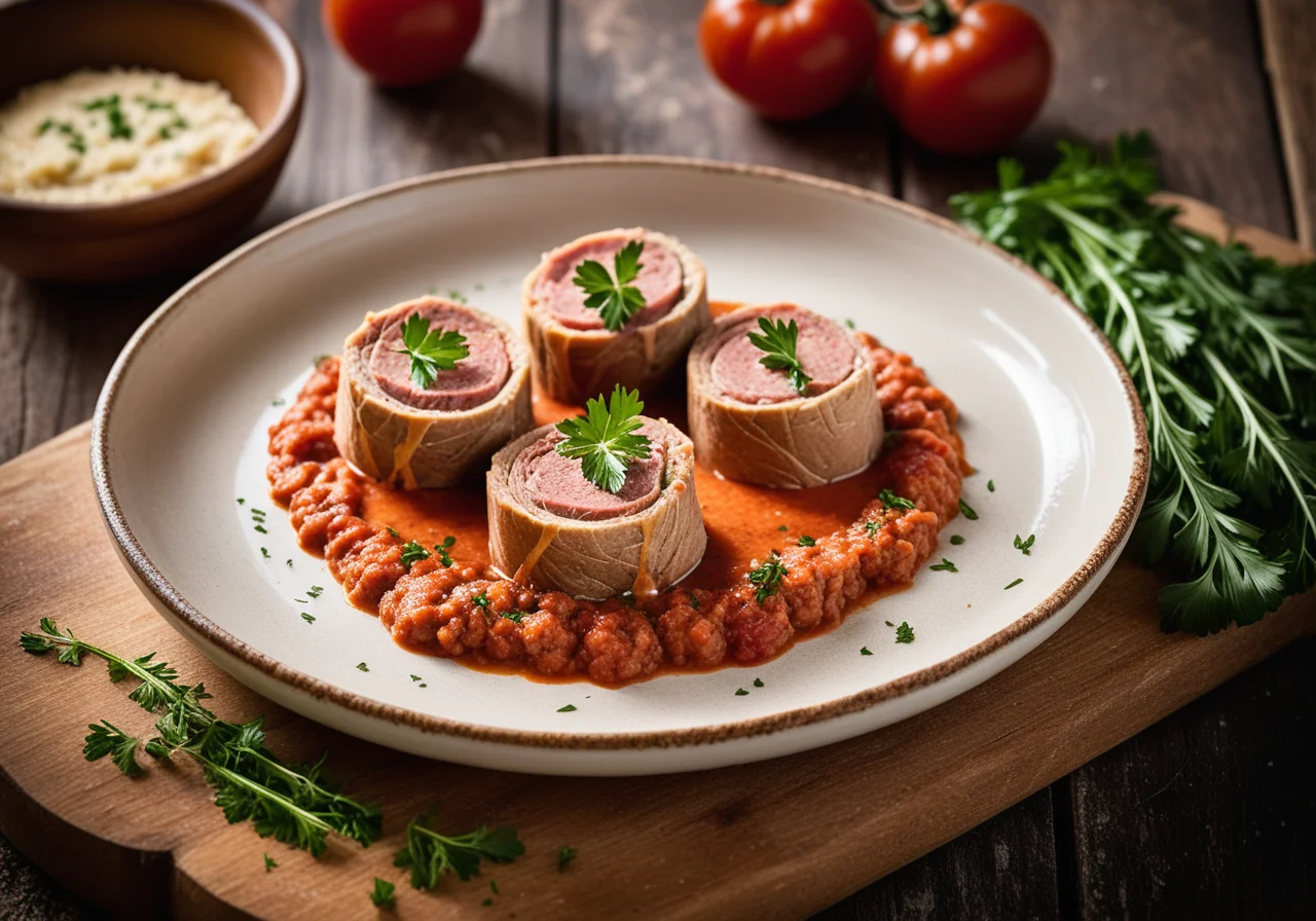 Italian-style Veal Roulades with Rice