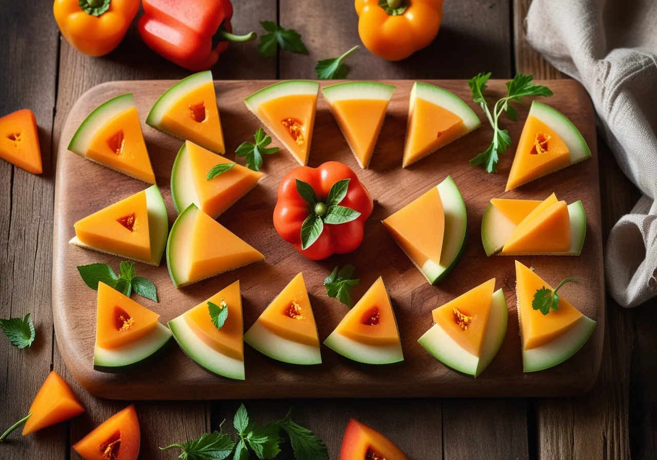 Paprika Pockets with Melon and Sheep Cream Cheese