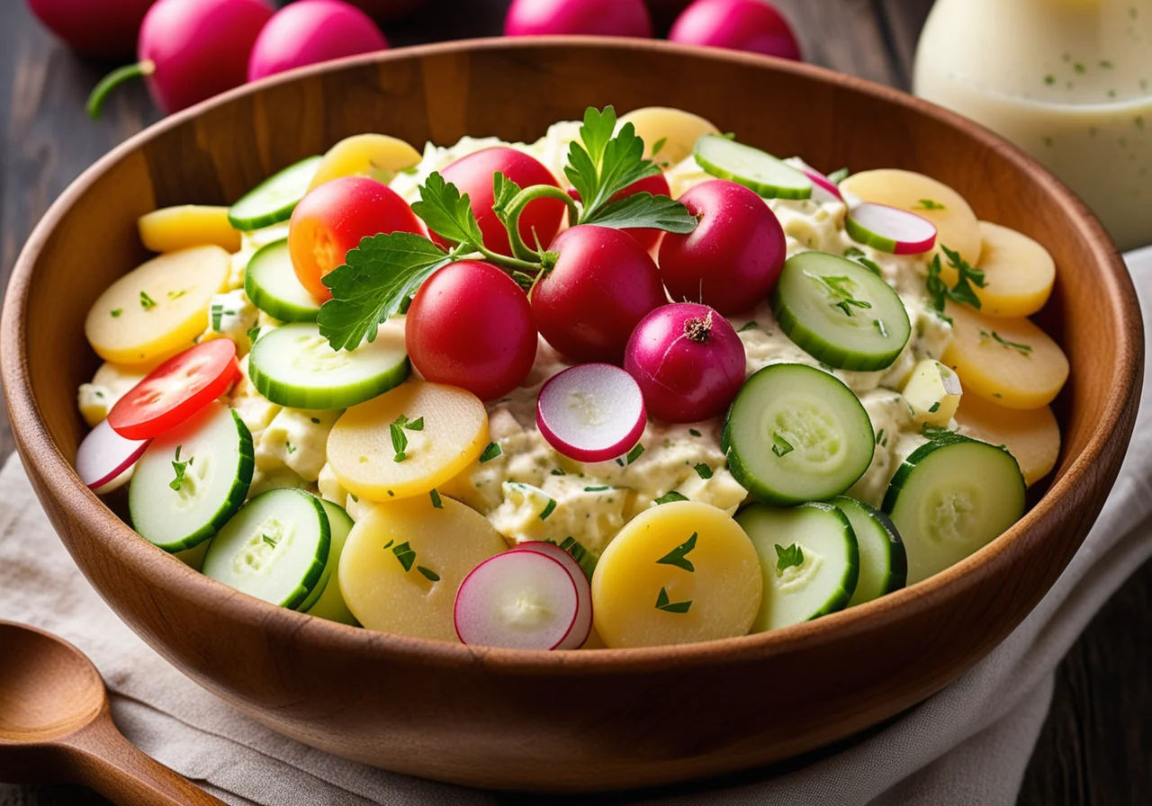 Potato Salad with Vegetables and Vienna Sausages