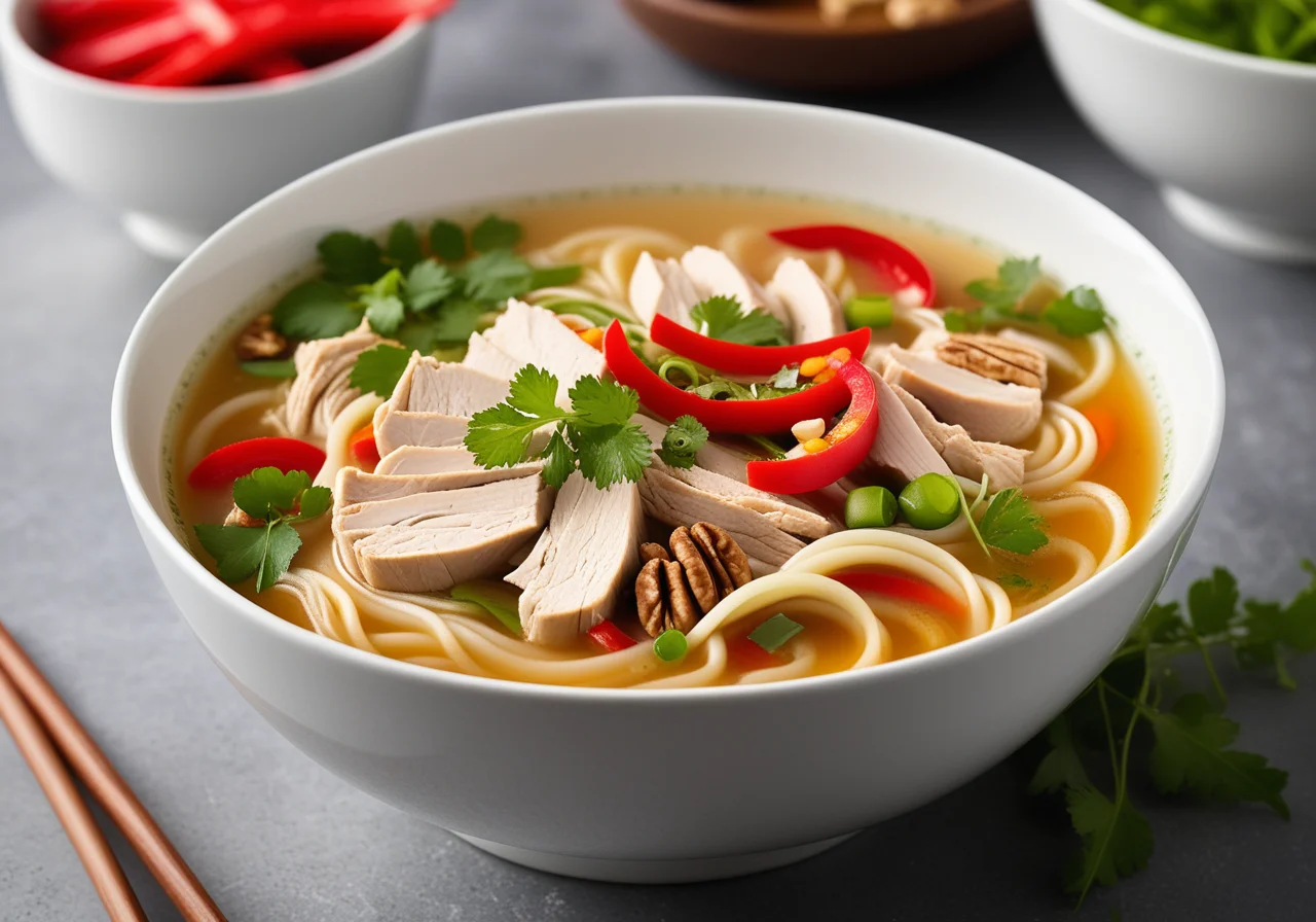 Asian Chicken and Walnut Noodle Soup