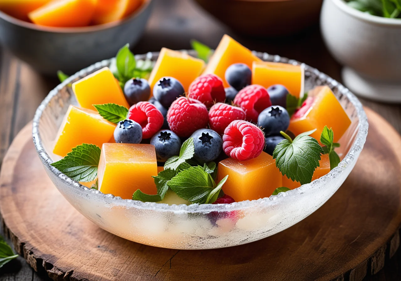 Ice Salad with Fruits and Herb Dressing