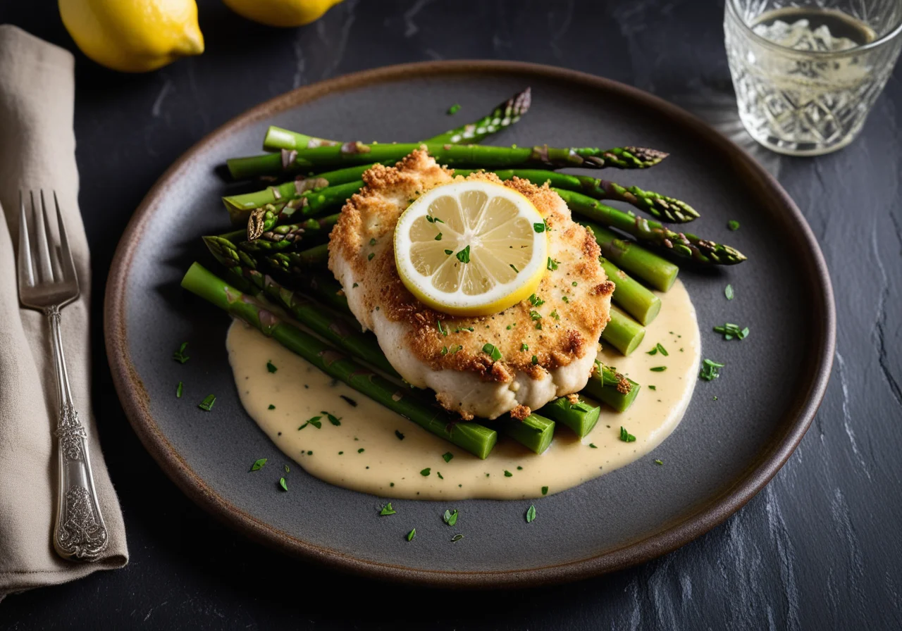 Chicken Breast in Parmesan Crust with Asparagus