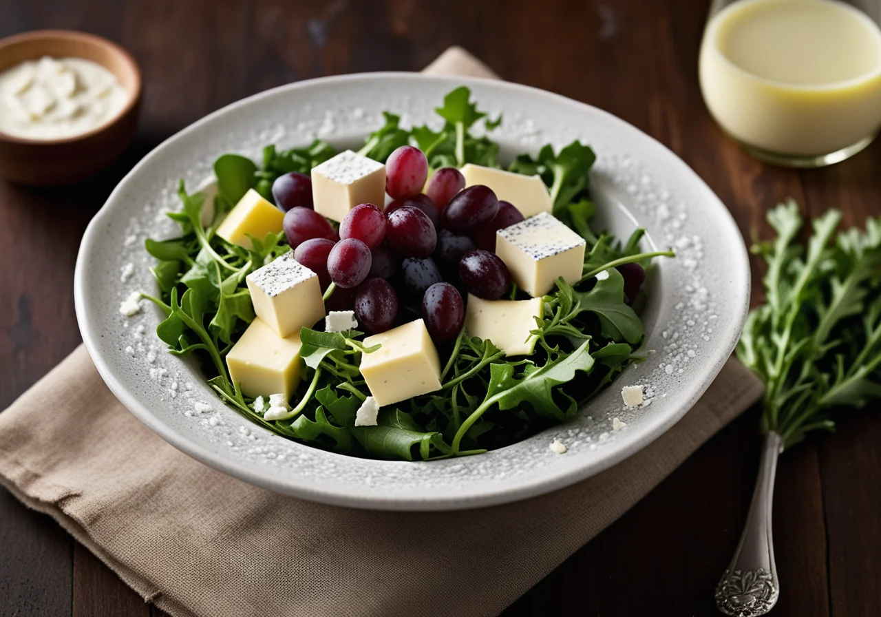 Salad with Grapes and Mixed Cheese