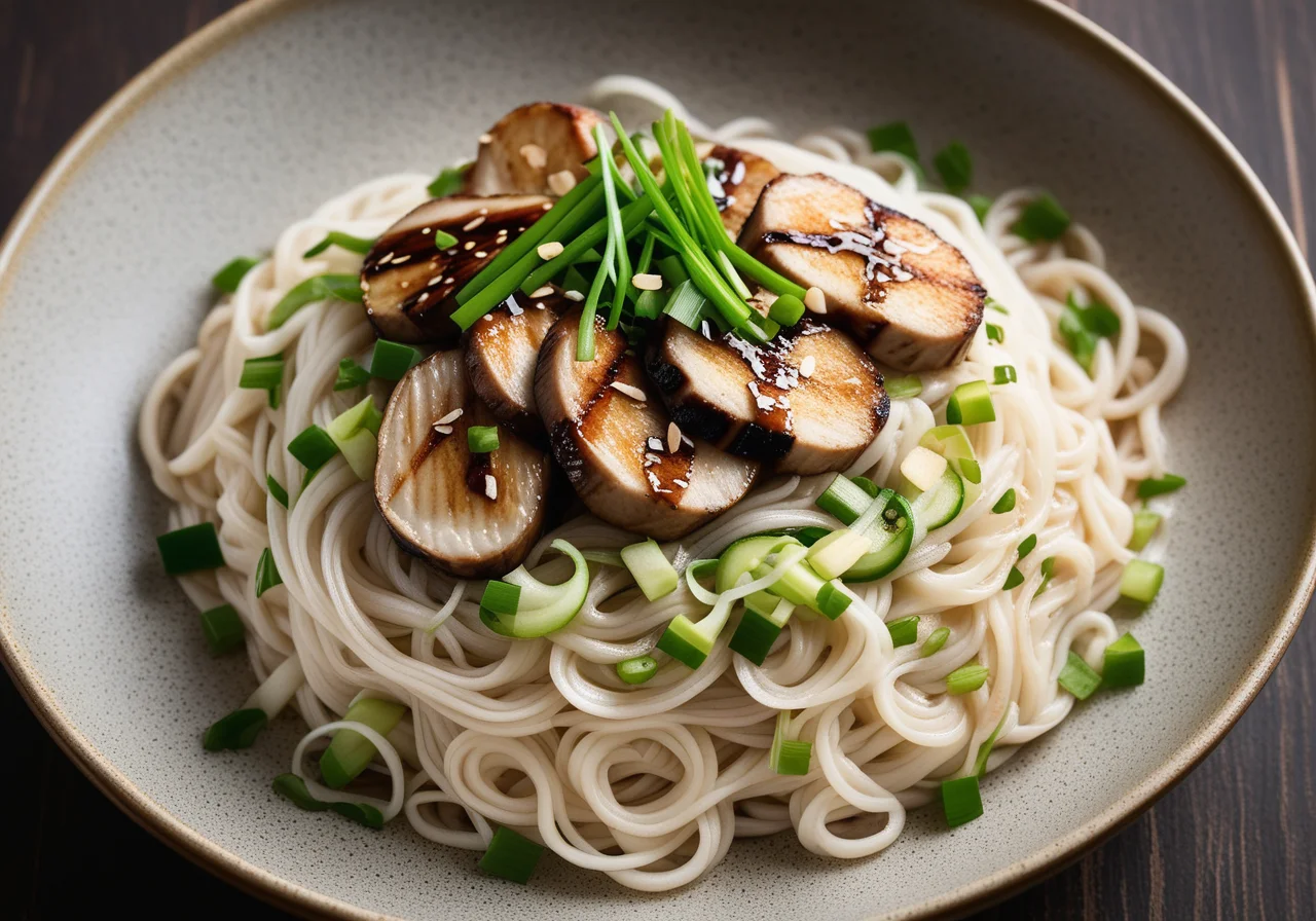 Rice Noodles with Sea Bass and Vegetables
