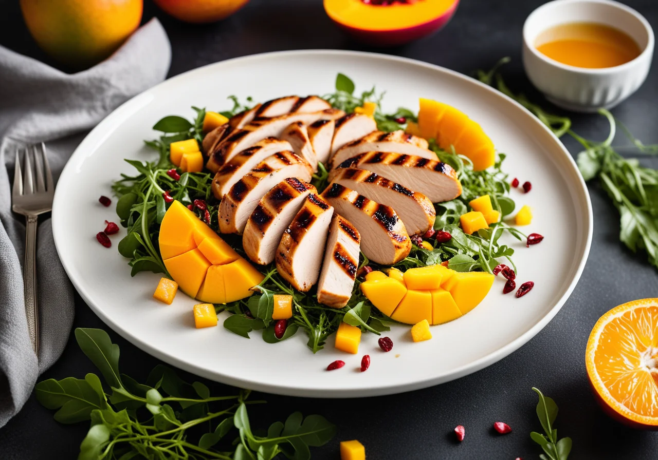 Chicken Fillet with Mango and Mixed Greens